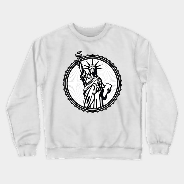 Black and white Statue of Liberty Emblem Crewneck Sweatshirt by Czajnikolandia